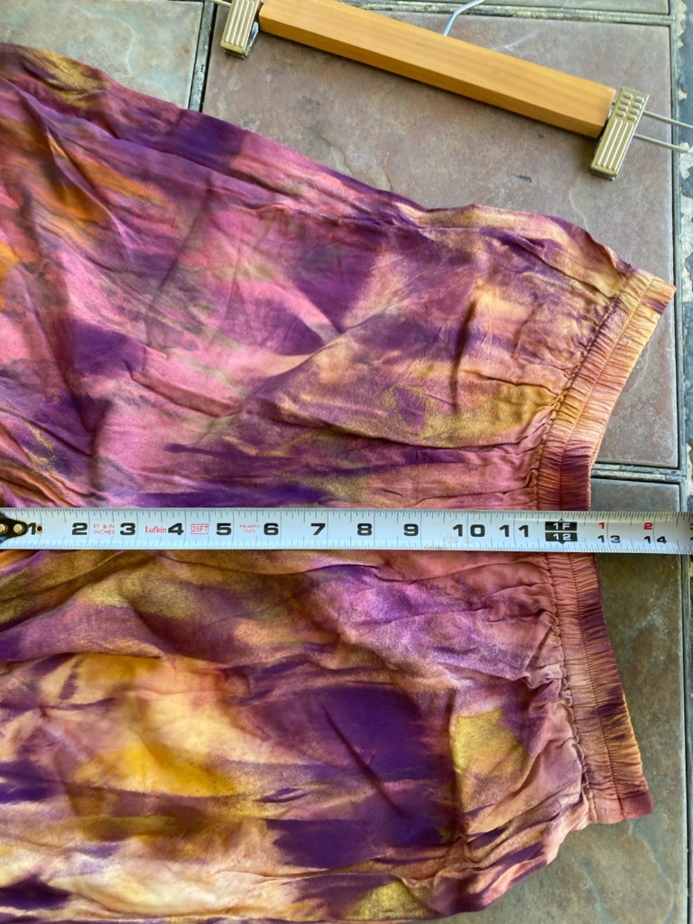 Hand Crafted Wide Leg Tie-Dye Pants in Purple, Gold, Pink - Picture 3 of 9